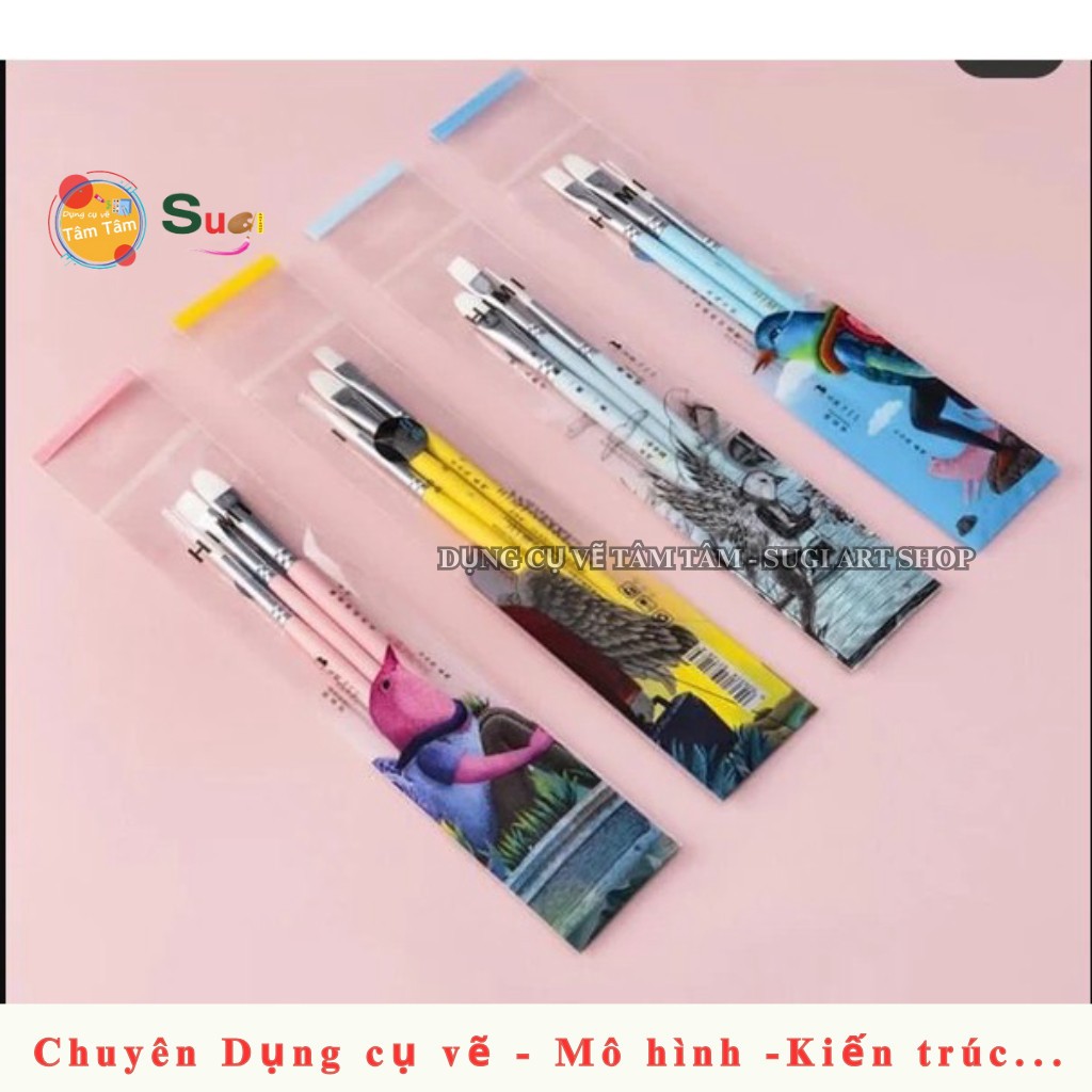 Bộ cọ vẽ Himi 3 cây, Cọ vẽ màu thạch Himi 3 cây [SUGI ART SHOP]