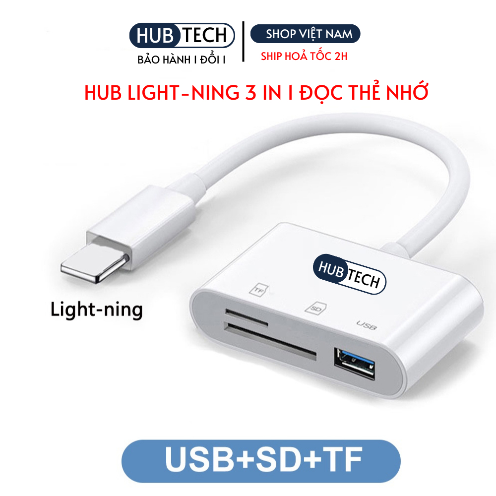 Đầu đọc thẻ nhớ SD TF USB 3 IN 1 dành cho điện thoại IPh tương thích với tất cả các thiết bị họ nhà táo và máy tính bảng