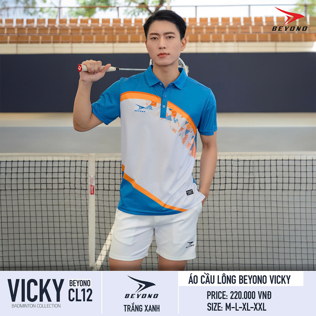 Áo Thể Thao Nam Beyono Vicky CL12, Cổ Trụ, Vải Mịn, Co Giãn Tốt, Thấm Hút Thoáng Mát