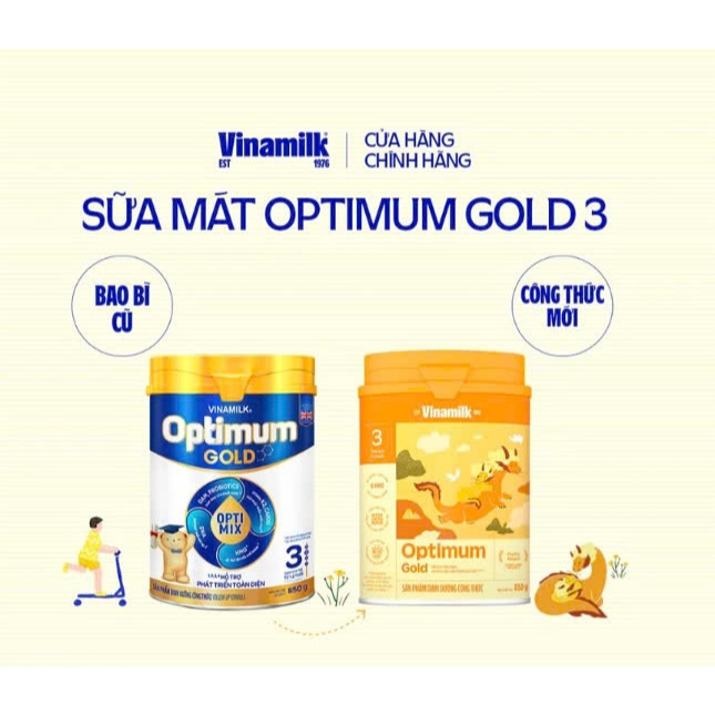 Sữa bột Optimum Gold 3 - Hộp thiếc 850g , mẫu mới