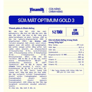 Sữa bột Optimum Gold 3 - Hộp thiếc 850g , mẫu mới