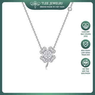  Dây chuyền bạc nữ TLEE mặt cỏ bốn lá cánh tim mặt đính đá giọt hình nước TLEE JEWELRY D0325 
