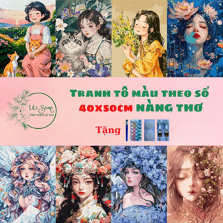 [CÓ SẴN] Tranh sơn dầu số hóa tự tô DIY đã căng khung khổ 40x50cm- Tranh MỸ NỮ