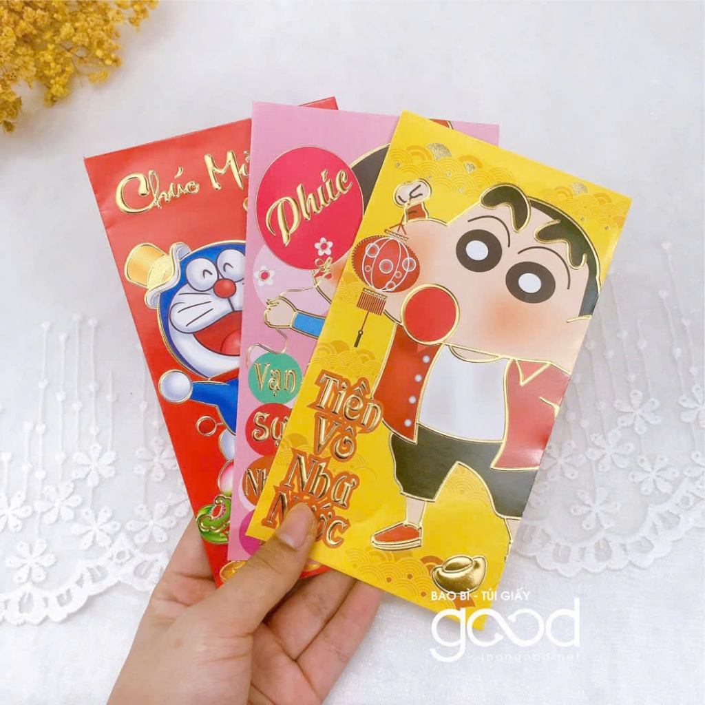Bao lì xì độc đáo – ép kim sang trọng, size lớn 9x16 cm, giao mẫu ngẫu nhiên, siêu xinh giá sốc