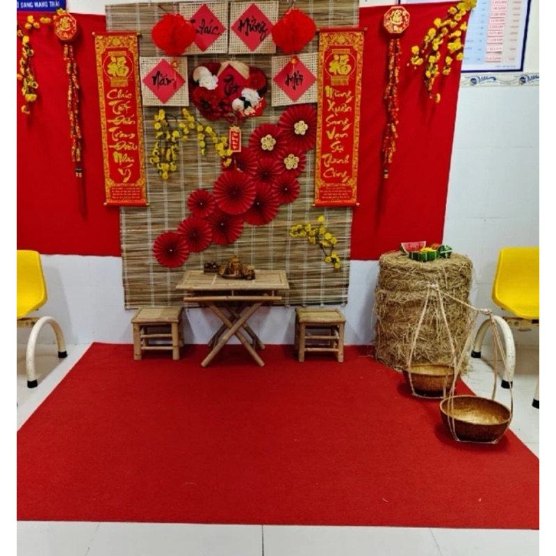 Bàn tre xếp 50*70 + 2 đôn