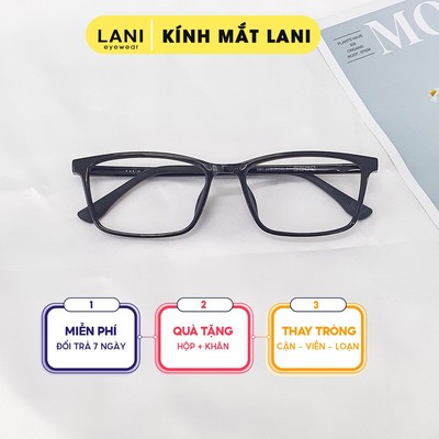 Gọng kính cận nam nữ LANI nhựa ultem siêu bền chữ nhật size nhỏ 1081 lắp mắt cận có độ theo yêu cầu