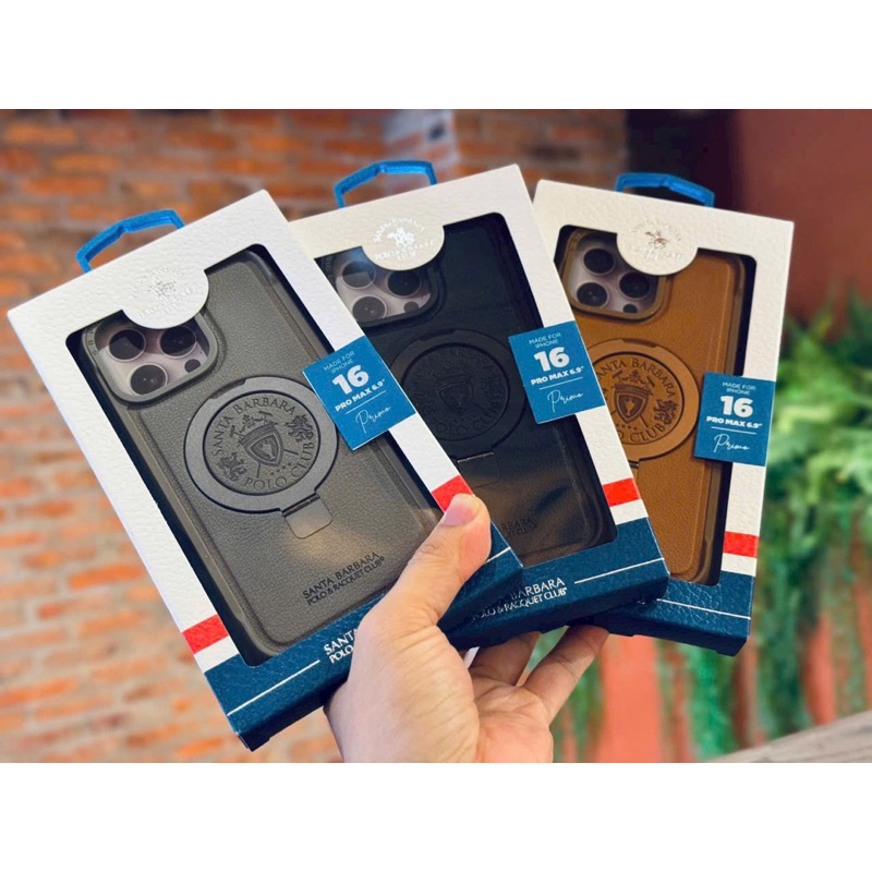 Ốp Da SANTA BARBARA cao cấp Dập Lazer Iring Kim loại từ tính ip16 pro max