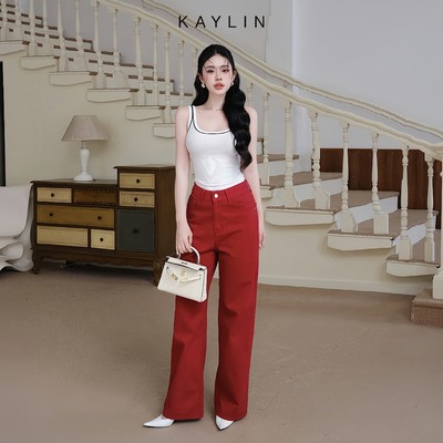 Quần Jean KAYLIN form Basic ống suông chất vải Denim dầy dặn phong cách - N2378