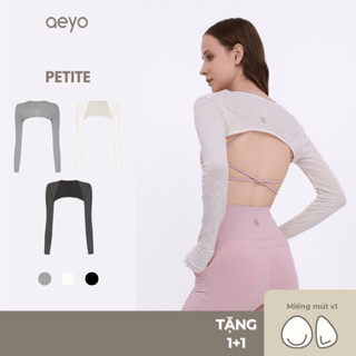 aeyo | Áo khoác tập yoga gym pilates nữ PETITE, vải thun tăm mềm mại, co giãn, thoáng khí