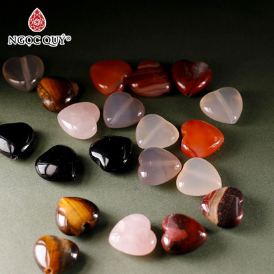Charm đá hình trái tim mang năng lượng tích cực trong tình yêu 16*16mm - Ngọc Quý