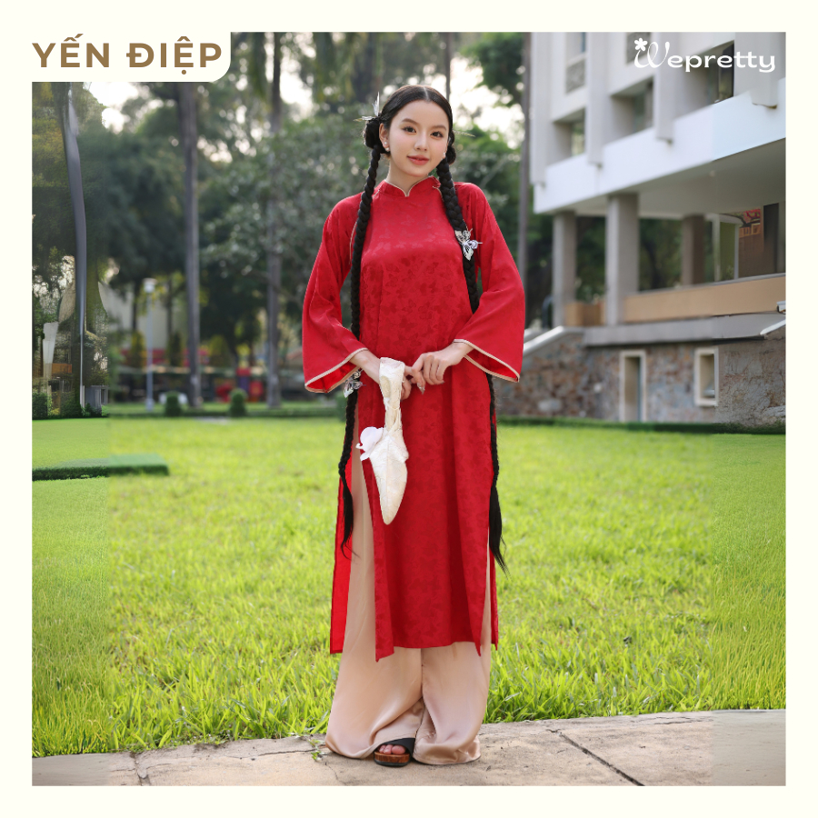 Áo Dài Kèm Quần YẾN ĐIỆP Wepretty Clothes Vải Gấm Hồ Điệp AH11 BST Mộng Kỳ Tết 2025