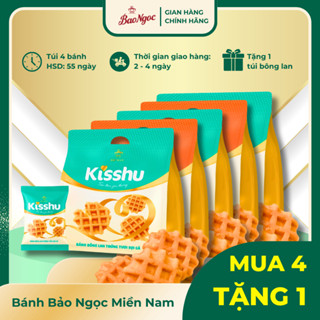 COMBO 5 Túi Bánh Bông Lan Kisshu Bảo Ngọc Vị Thịt Nướng BBQ, Vị Sợi Gà, Bánh Ăn Sáng Tiện Lợi |