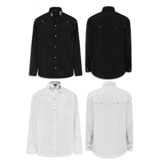 CHIVALRY Sơ Mi Kẻ Sọc Nút Bấm Kim Loại