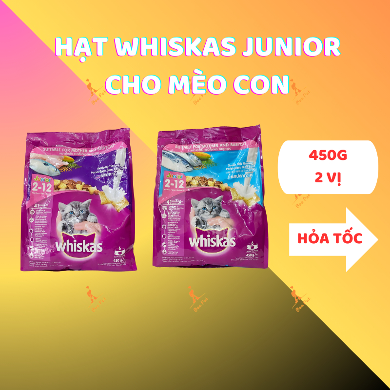 [XẢ KHO DATE NGẮN] Hạt Whiskas Junior 450g - thức ăn hạt cho mèo con