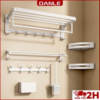 Kệ treo tường DANLE để đồ nhà tắm, đựng mỹ phẩm, dầu gội đa năng dán tường, tặng kèm keo dán (Bộ Trắng)