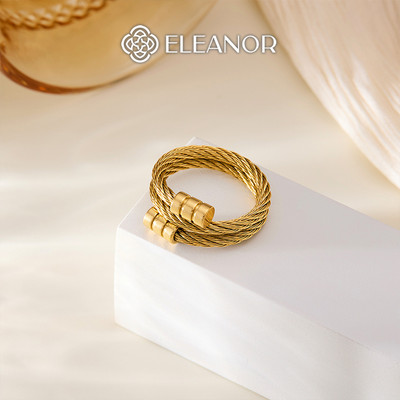 Nhẫn nữ titan Eleanor Accessories thiết kế hình dây xoắn nhiều vòng phụ kiện trang sức nhẫn 9124