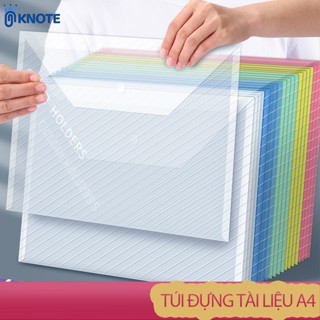 Túi đựng tài liệu KNOTE bìa tệp hồ sơ nhựa dẻo chống nước cúc bấm chắc chắn combo 10c đủ màu