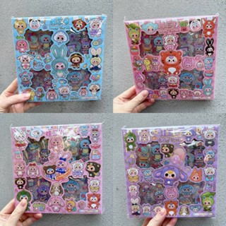 Hộp 100 tấm sticker baby three cute dễ thương trang trí dán tập vở, bình nước, bút nước thiết kế đơn giản tiện dụng