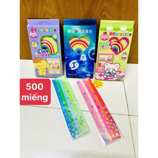 Giấy Gấp Sao Hộp 500 Tờ 10 Màu, Giấy Xếp Hình Ngôi Sao Nhiều Màu Sắc Đa Dạng Dễ Gấp Tiện Dụng