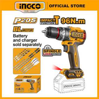 Full bộ/Thân máy khoan pin 20V ba chức năng có búa motor không chổi than, lực siết 96Nm INGCO CIDLI209681/CIDLI20968