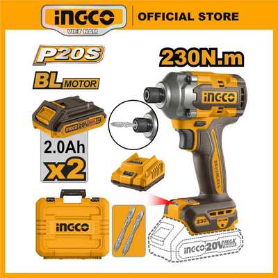 Chuyên vít  20V INGCO CIRLI2023 máy siết vít pin motor không chổi than lực siết 230Nm