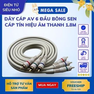 Dây cáp AV 6 đầu bông sen, dây cáp tín hiệu âm thanh RCA dài 1.8m chất lượng cao, tín hiệu cực chuẩn (màu ngẫu nhiên)