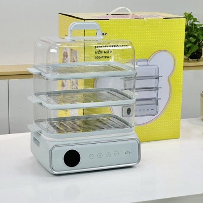 Nồi Hấp Điện 4 Tầng Bearr DZG-P20W7 -Ăn lẩu được,1200W, 21,5L 6 Chế Độ Nấu Hẹn Giờ, Không Mùi An Toà