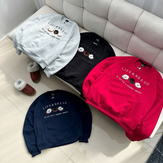 Áo Sweater Nỉ Bông DONUT 🍩 Thêu Xù form Boxy ngắn Unisex nam nữ Top màu ĐỎ/XÁM TIÊU/ĐEN/NAVY ❤️ Áo khoác nỉ JAYSTOREE