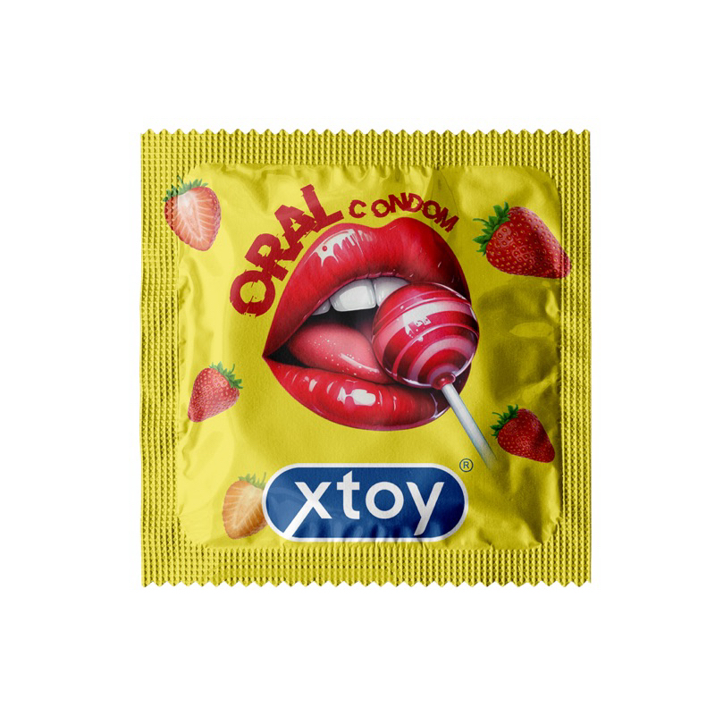 Bao cao su xtoy oral quan hệ miệng, ngọt ngào, hương dâu, gel gốc nước có thể nhuốt, hộp 10 bcs