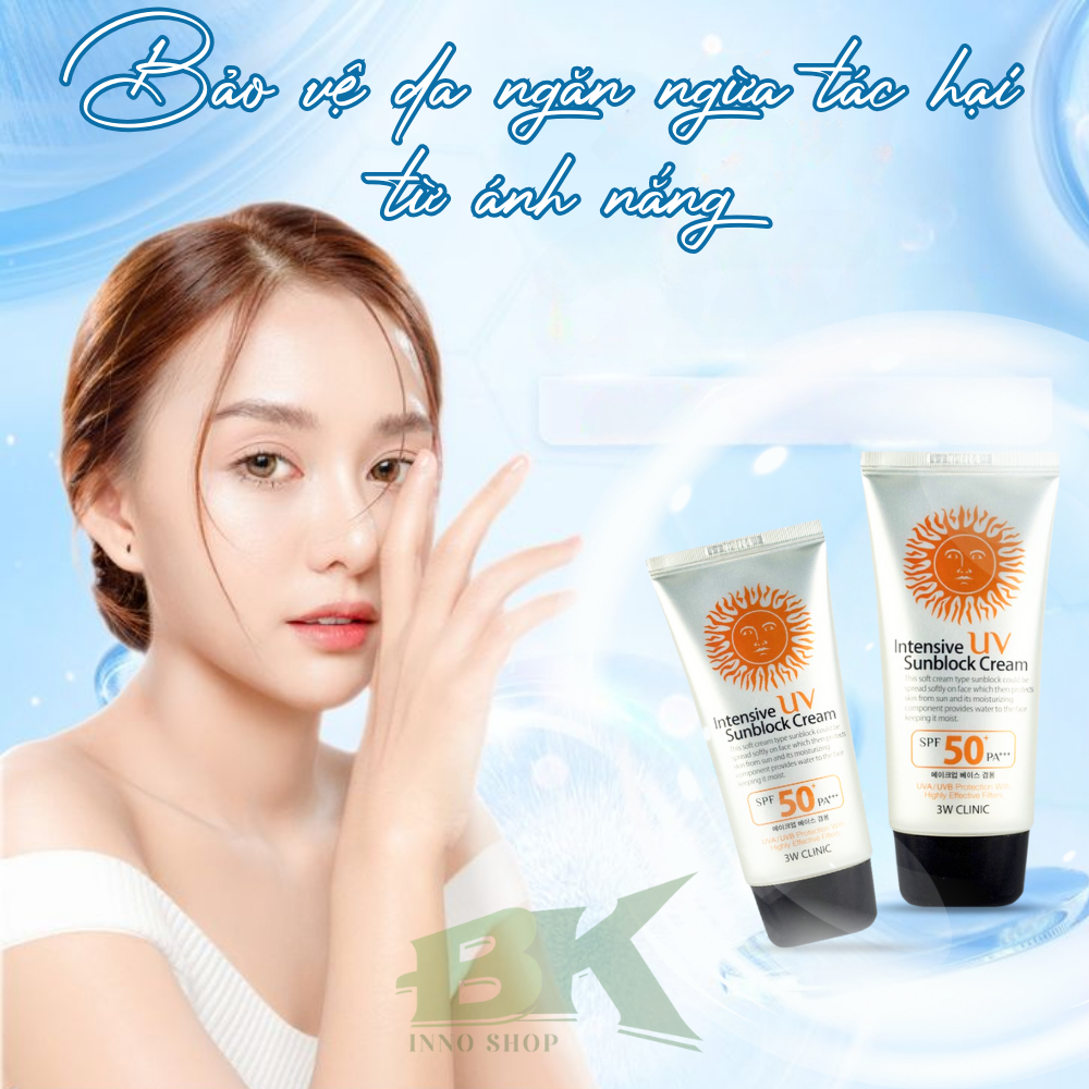 Kem Chống Nắng Intensive UV Sunblock Cream SPF50+ PA+++ Bảo Vệ Da Tối Ưu, Ngăn Tia UV, Dưỡng Ẩm, Giữ Da Rạng Rỡ | BKINNO