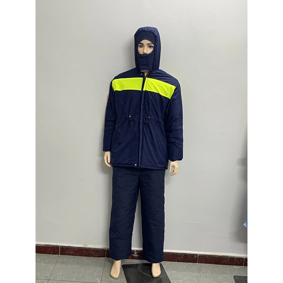 Quần áo kho lạnh âm 25 độ có phản quang xanh đen thủy sản