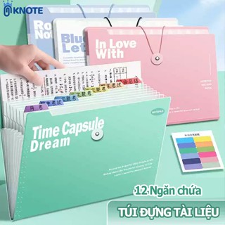 Túi đựng tài liệu KNOTE file lá bìa kẹp giấy tờ văn phòng phẩm 5 8 12 ngăn kèm sẵn note cứng cáp