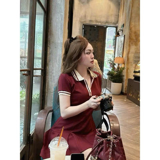 SET ĐẦM SƠMI CỔ TRỤ DÁNG NGẮN TÙNG XOÈ BASIC