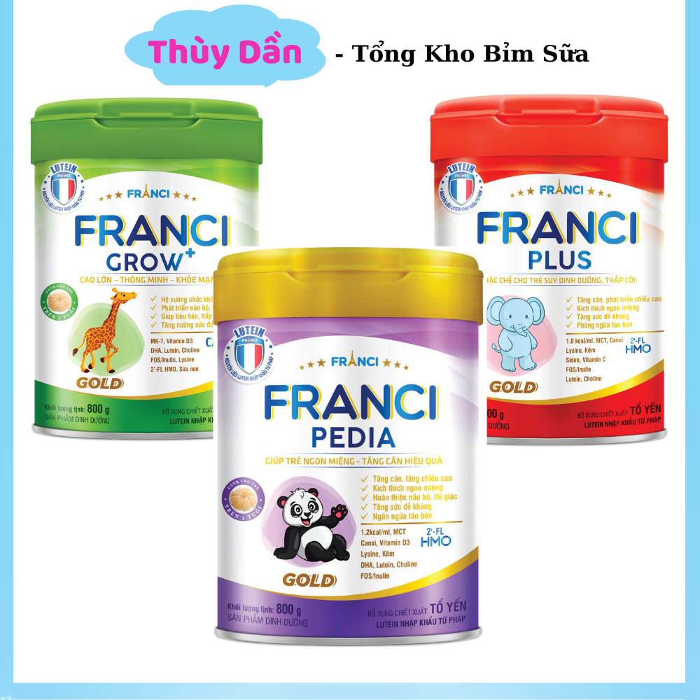 Sữa Bột Franci Pedia, Franci Grow, Franci Plus Gold  Bổ Sung Dinh Dưỡng Kích Thích Ăn Ngon Tăng Cân 