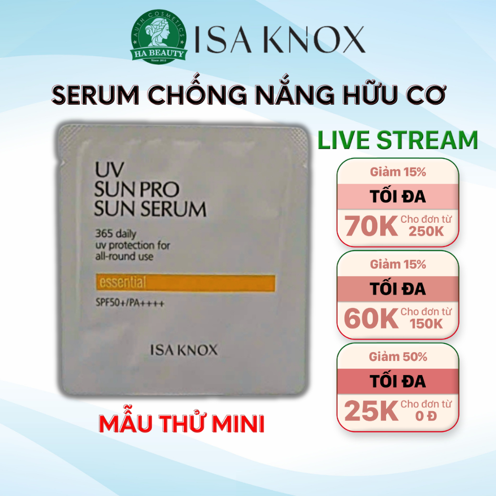 Sample Kem chống nắng Hữu cơ dưỡng bảo vệ da mỗi ngày ISA KNOX UV Sun Pro 365 Essential Sun Serum SP