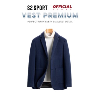 Áo khoác nam blazer S2 SPORT vest nam dài tay chất dạ tweed cao cấp có đệm vai đứng phom - VES.01
