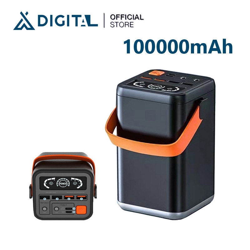 Sạc dự phòng 100000mAh Pin sạc nhanh - Màn hình LED Pin siêu trâu có sẵn 2 dây sạc | Bacas - PIN LED