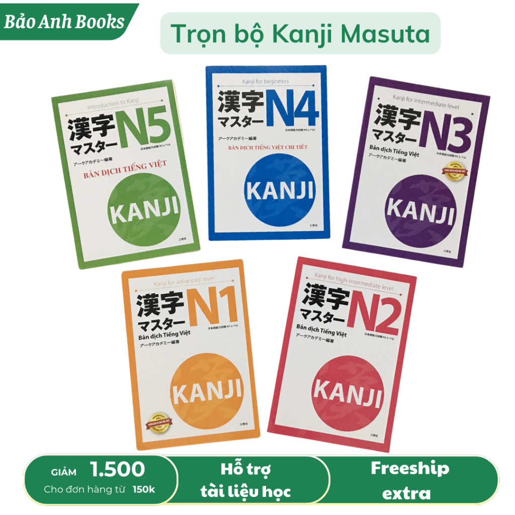 Sách Tiếng Nhật - Trọn bộ Kanji Masuta N5,N4,N3,N2,N1 Bản Dịch Tiếng Việt ( Lẻ Tuỳ Chọn )