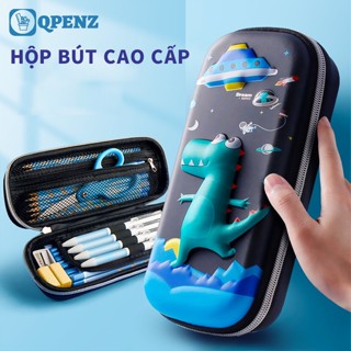 Hộp bút QPENZ túi viết thiết kế 3D có khóa kéo chống thấm nước 3 ngăn tiện lợi nhiều kiểu dáng