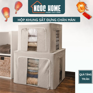 Túi đựng chăn màn khung sắt, hộp đựng mền gối, hộp đựng đồ gấp gọn khung thép chịu lực cao cấp dung tích lớn - NGOC HOME