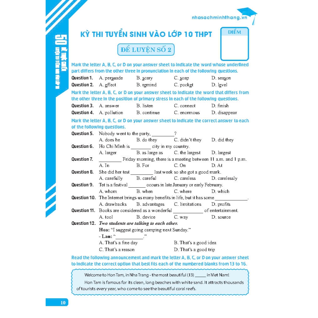 Sách - 50 Đề thực chiến luyện thi Tiếng Anh vào lớp 10 (có đáp án) | BigBuy360 - bigbuy360.vn