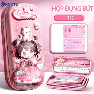 Hộp bút KNOTE bóp viết họa tiết nổi 3d chống thấm nước khóa kéo mượt nhiều mẫu cho bé trai và gái