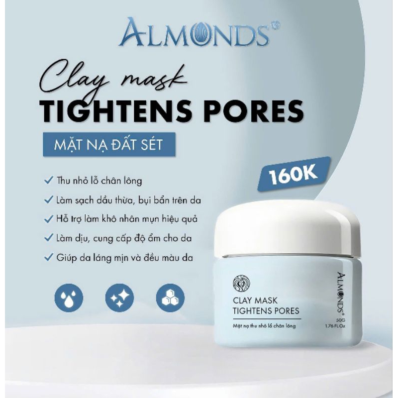 NẠ ĐẤT SÉT CHÍNH HÃNG ALMONDS