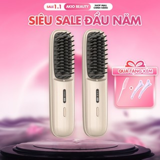  Lược điện chải tóc AKIO Beauty không dây pin 5000 Mah 3 mức nhiệt chải thẳng uốn cụp tạo kiểu đa năng 