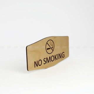 Bảng gỗ decor No smoking (17.5x7cm)- LUXI DECOR