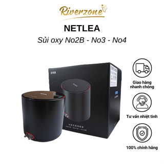 Máy tạo Oxy Netlea cao cấp, hoạt động êm ái, 2 vòi, sủi khí mạnh mẽ, tích điện, đi kèm dây và 2 viên đá sủi