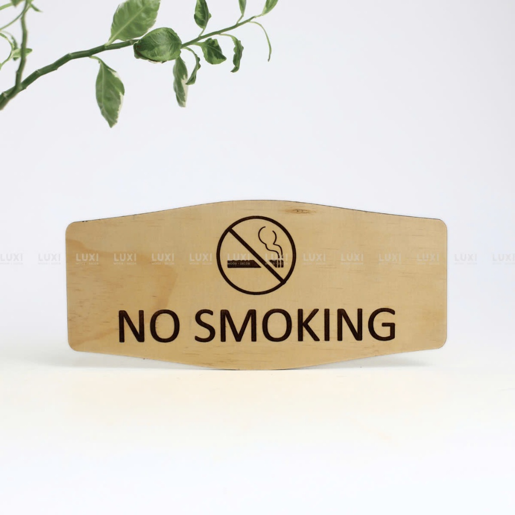 Bảng gỗ decor No smoking (17.5x7cm)- LUXI DECOR