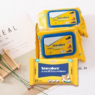 Combo 2 Gói Khăn Ướt Lau Giày Sneaker - Đánh Vết Ố Bẩn - Không Xà Phòng - Chà Giặt Khô / Chai Cọ Tẩy Trắng Giày Đầu Chổi