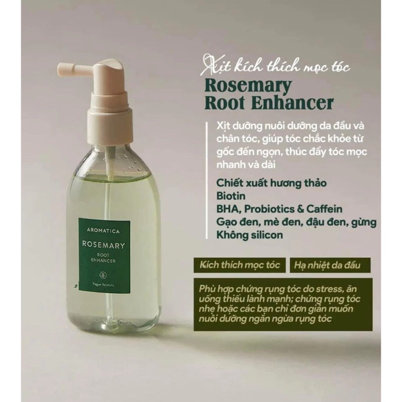 Xịt Dưỡng Mọc Tóc Hương Thảo 100ml Giảm Rụng Mọc Mới Nuôi Dưỡng Tóc Aromatica Rosemary Root Enhancer