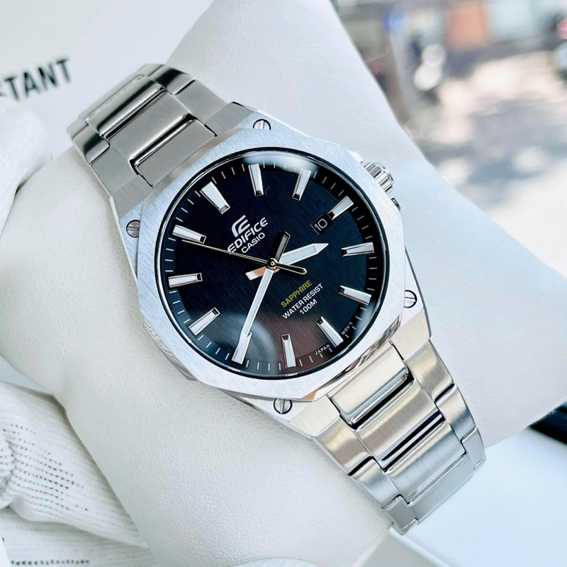 ĐỒNG HỒ NAM CHÍNH HÃNG Casio Edifice EFR-S108D-1A Quartz Black Dial Sapphire Silver Stainless Steel